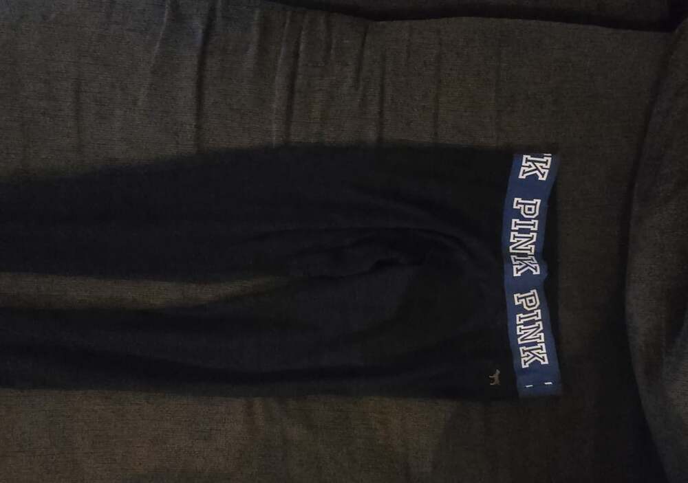 Victoria's Secret PINK Ultimate Leggings Size M Black Blue Logo